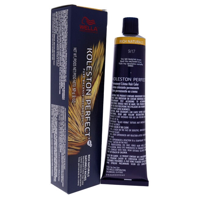 Koleston Perfect Permanent Creme Hair Color - 9 17 Very Light Blonde-Ash Brown by Wella for Unisex - 2 oz Hair Color, See Description, alternate image number 1