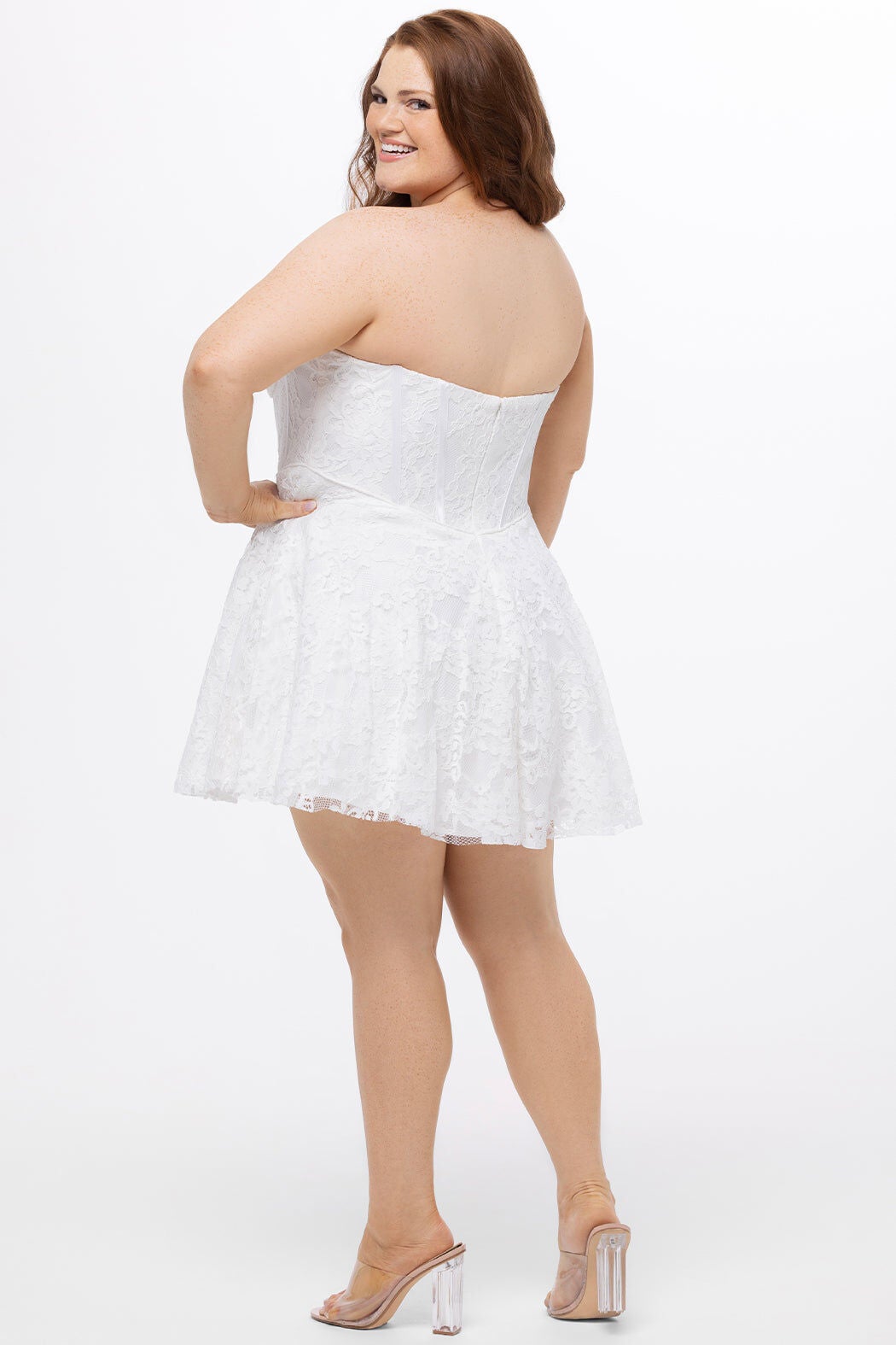 PRETTY LITTLE LACE MINI DRESS, Diamond White / White, alternate image number 2