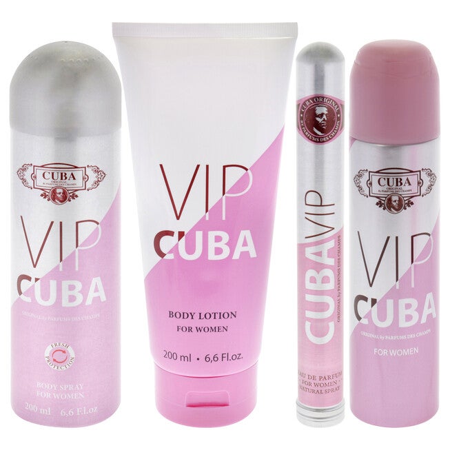 Cuba Vip by Cuba for Women - 4 Pc Gift Set 3.3oz EDP Spray, 1.17oz EDP Spray, 6.6oz Body Spray, 6.6oz Body Lotion, See Description, alternate image number 1
