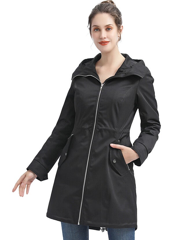 Zip-Out Lined Hooded Raincoat, Black, hi-res image number null