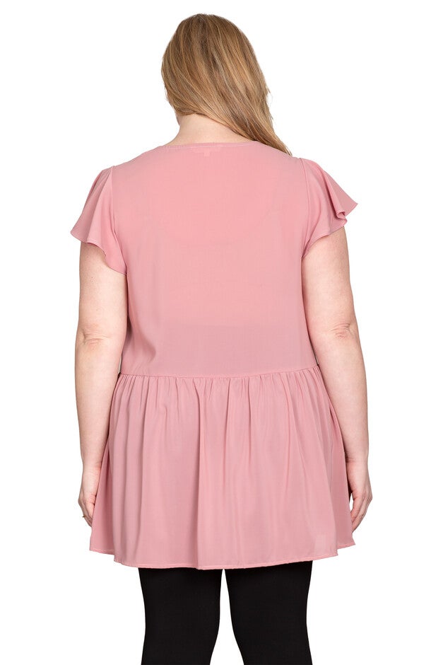 High-Low Hem Tunic Blouse, Dusty Pink / Pink, alternate image number null