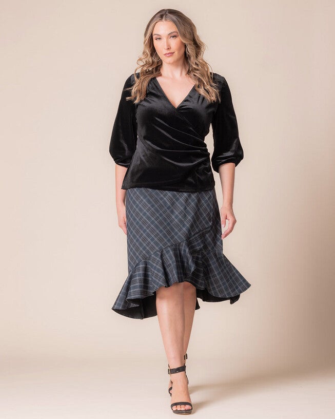 Carina Flounce Skirt, Inkwell Plaid, hi-res image number 0