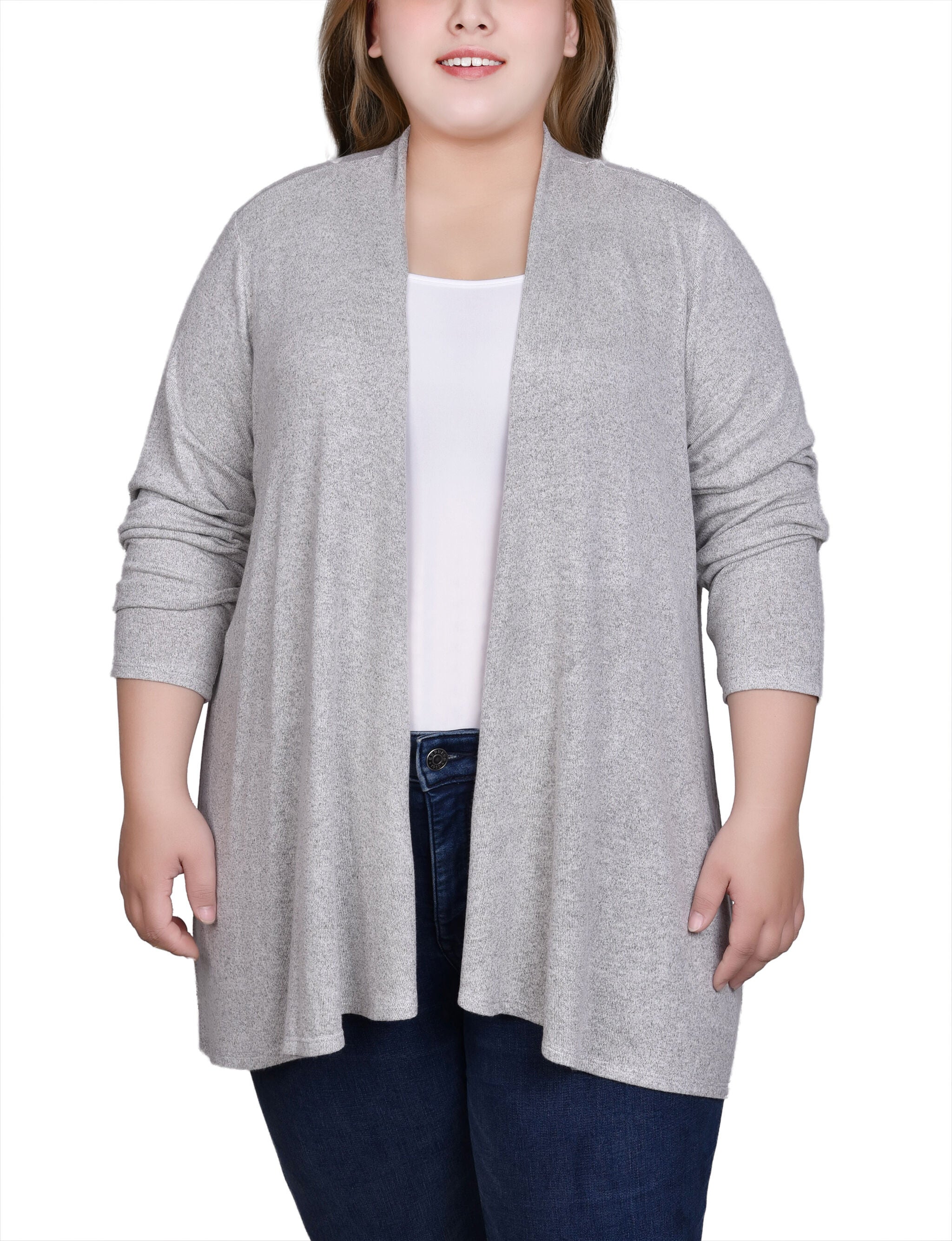 Long Sleeve Swing Cardigan, Light Grey, hi-res image number 0