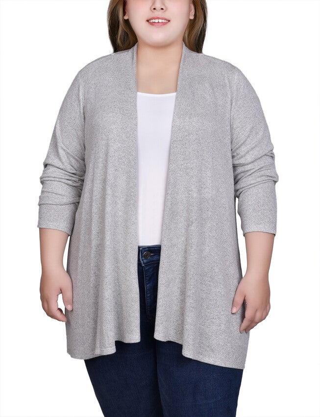Long Sleeve Swing Cardigan, Light Grey, hi-res image number 0