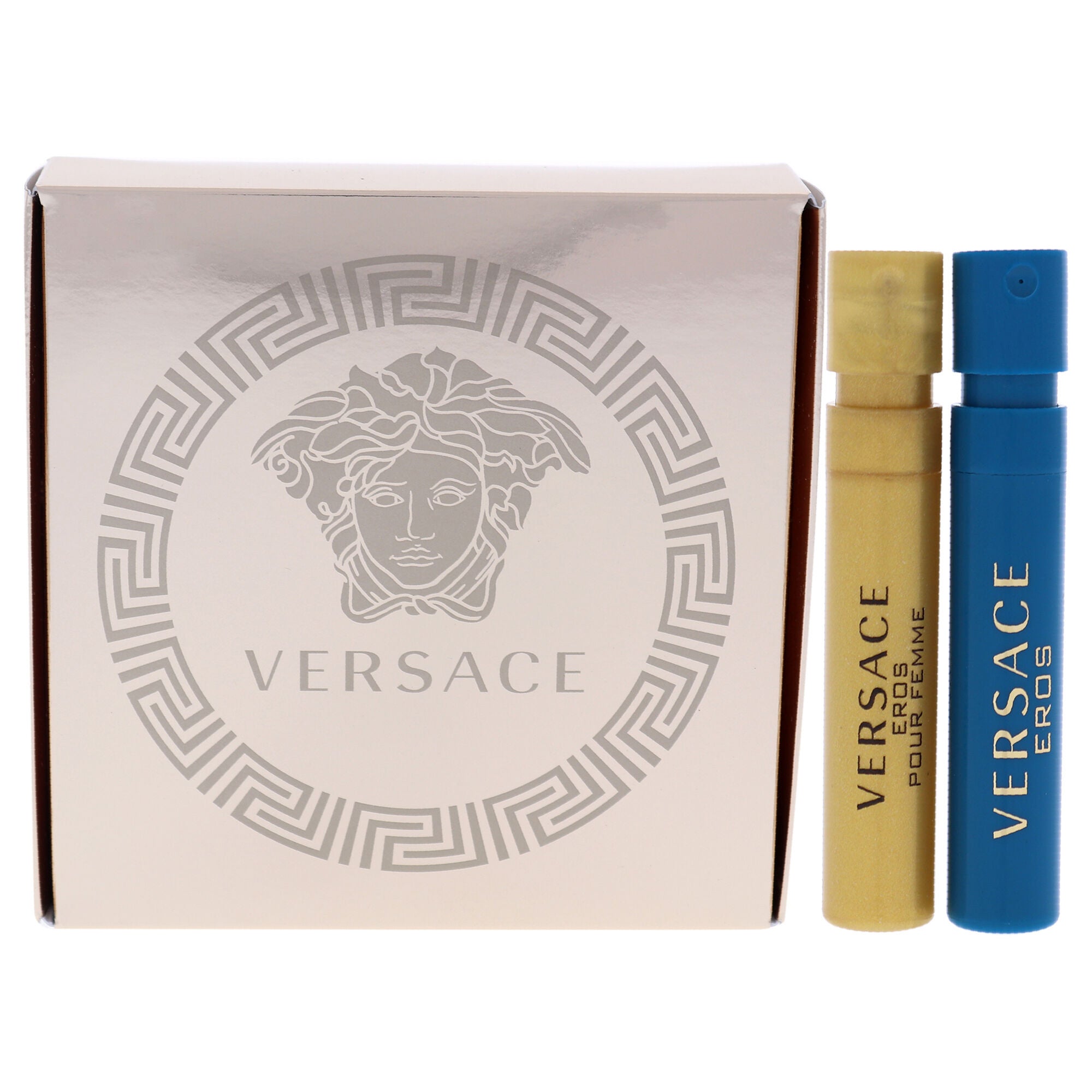 Versace Eros by Versace for Unisex - 2 Pc Mini Gift Set 1ml Pour Femme EDP Spray, 1ml Pour Homme EDT Spray, See Description, hi-res image number 0