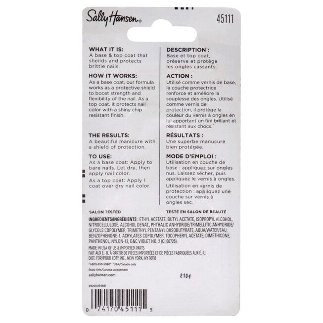 Ultimate Shield Base and Top Coat - 45111 by Sally Hansen for Women - 0.45 oz Nail Polish, See Description, alternate image number 2