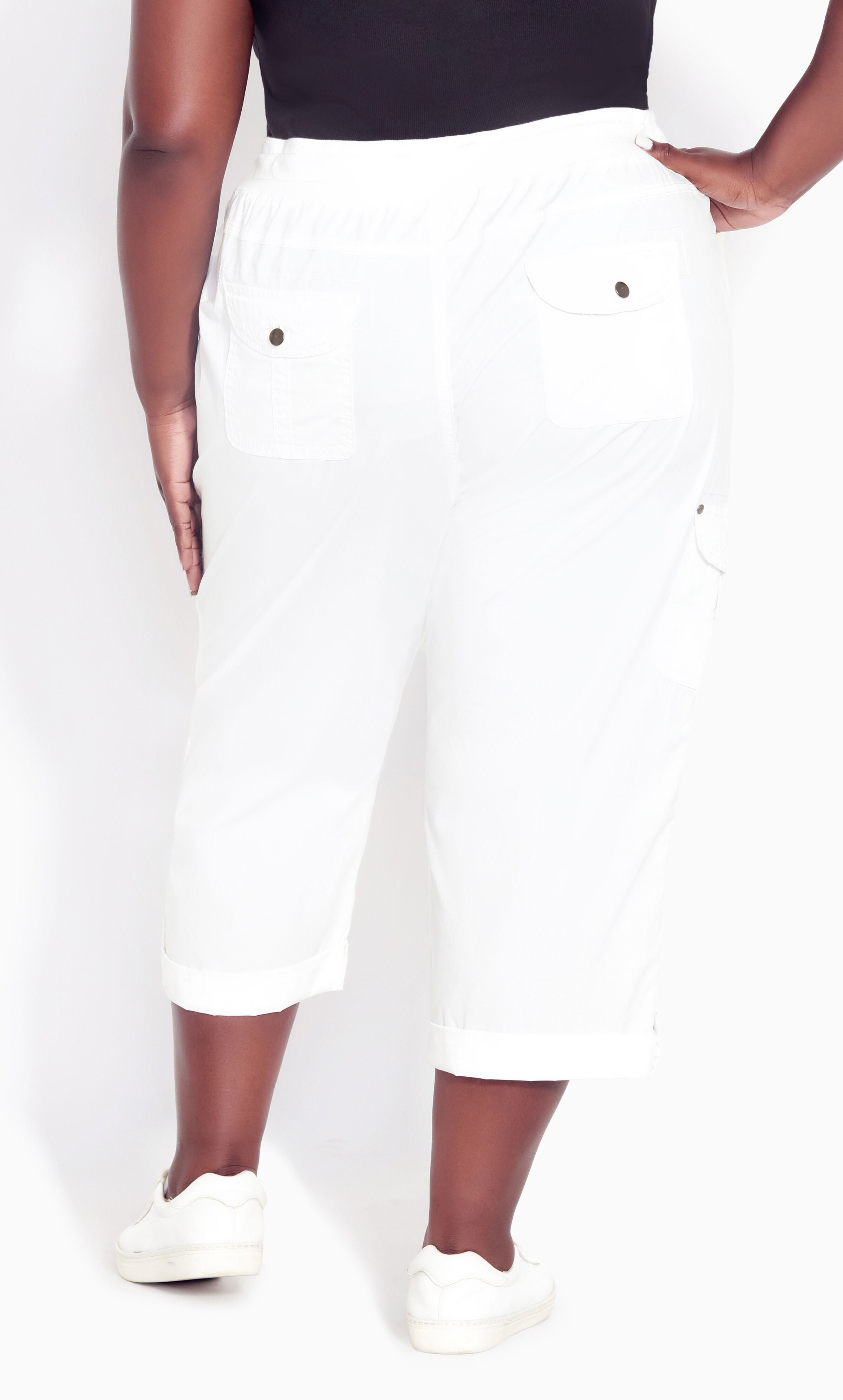 Cotton Roll Up Capri - white, , alternate image number 3