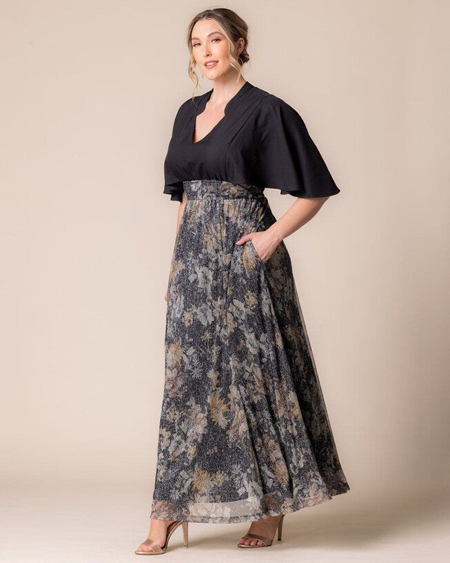 Avisa A-Line Evening Gown, Gilded Florals, alternate image number null