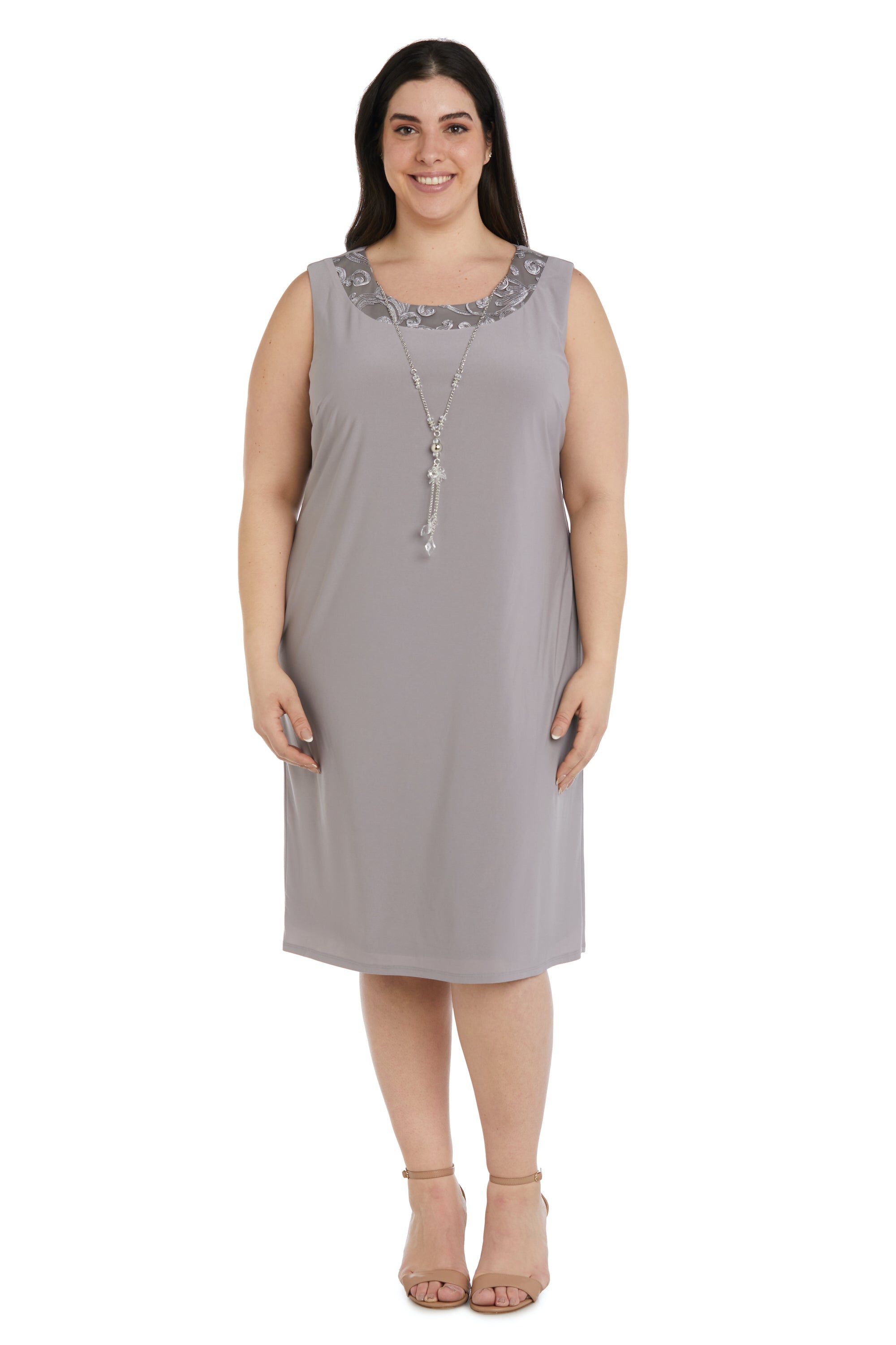 Soutache Dress and Jacket Set with Built In Necklace - Plus, , alternate image number 2