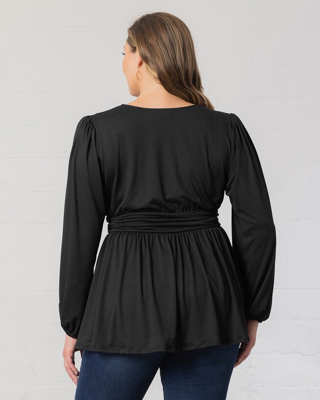 Leah Long Sleeve Tunic Top, Black Noir, alternate image number 1