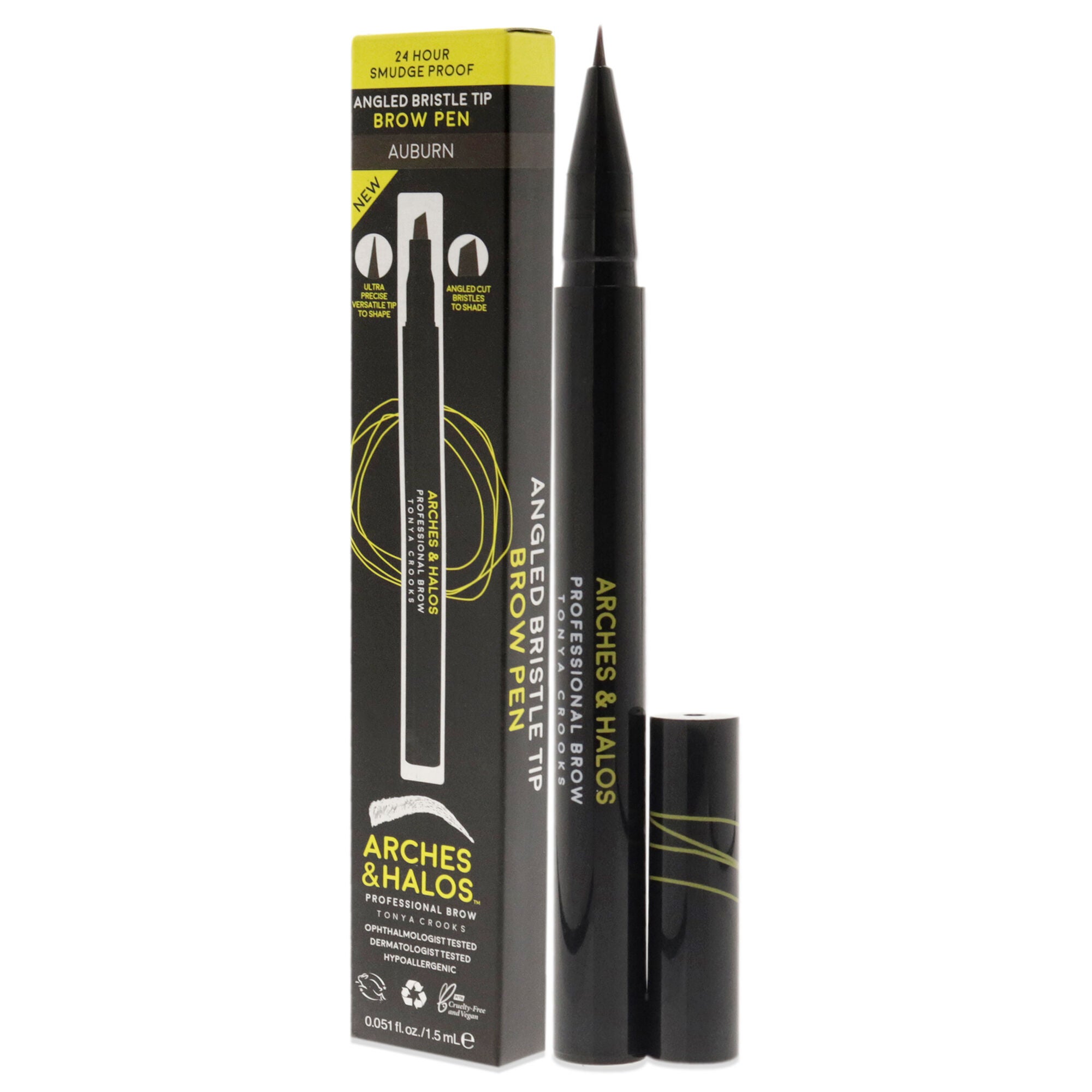 Angled Bristle Tip Waterproof Brow Pen - Auburn by Arches and Halos for Women - 0.051 oz Eyebrow Pencil, See Description, alternate image number 3