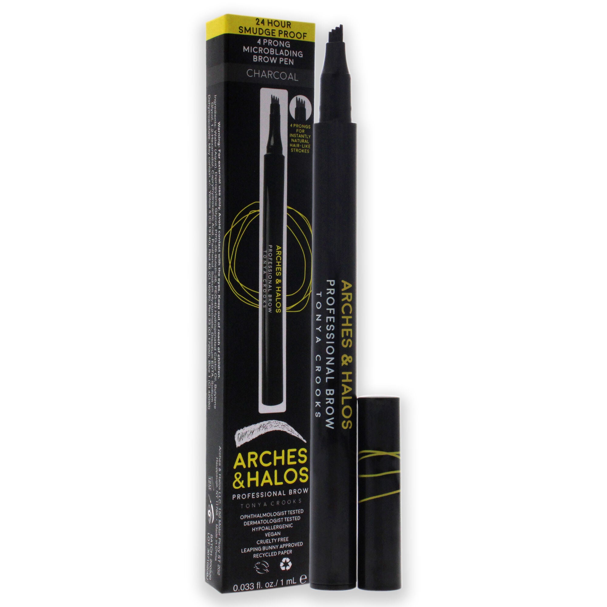 Microblading Brow Pen - Charcoal by Arches and Halos for Women - 0.026 oz Eyebrow Pen, See Description, alternate image number 2