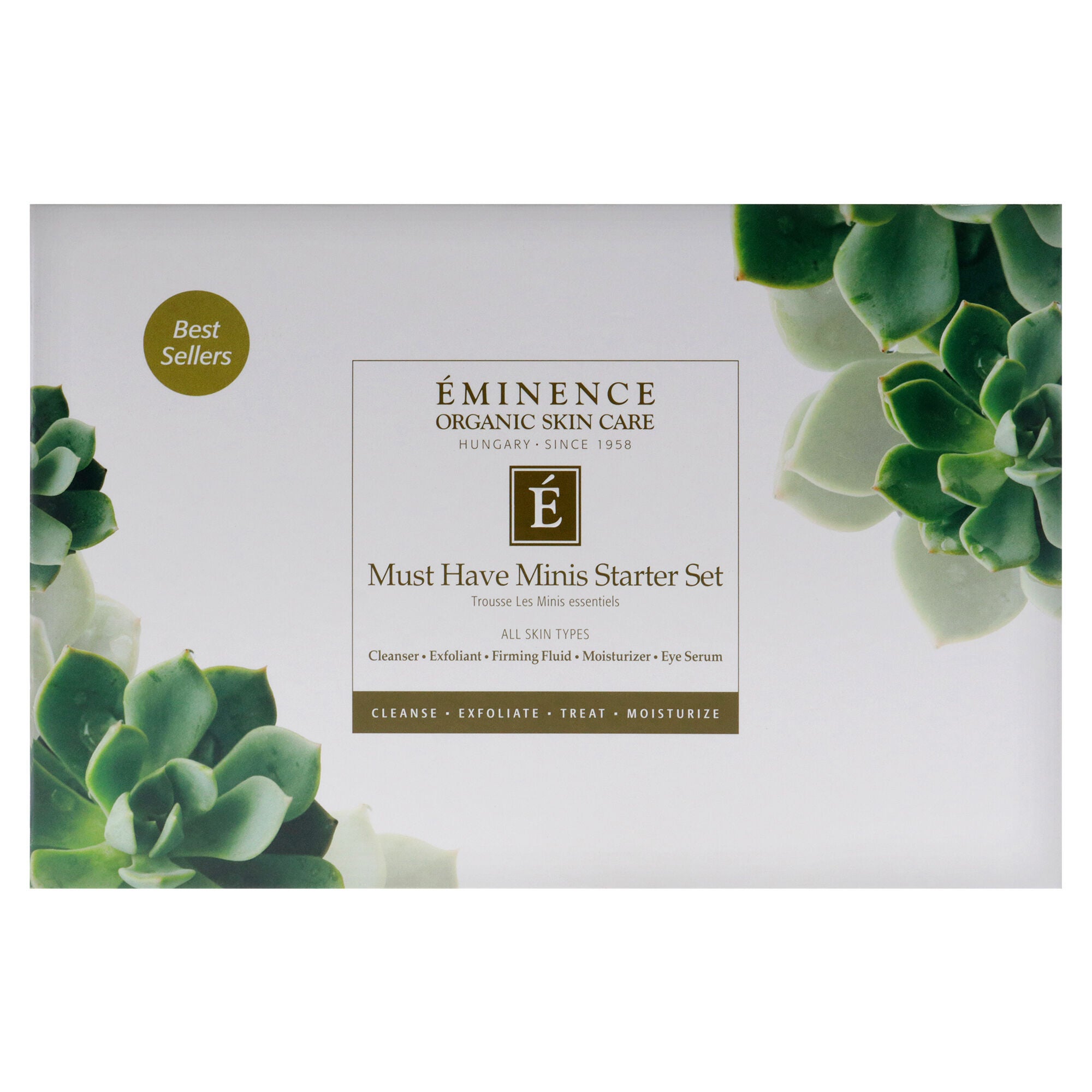 Must Have Minis Starter Set by Eminence for Unisex - 6 Pc 1oz Stone Crop Gel Wash, 1oz Strawberry Rhubarb Dermafoliant, 0.5oz Stone Crop Whip Moisturizer, 0.33oz Bamboo Firming Fluid, 0.27oz Neroli Age Corrective Eye Serum, Pouch, Multi, alternate image number 4