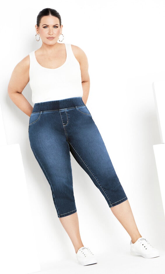 Butter Denim Pull On Crop Jean - mid wash, , alternate image number 2