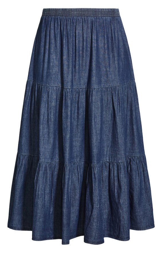 Denim Tier Skirt - dark denim, , alternate image number null