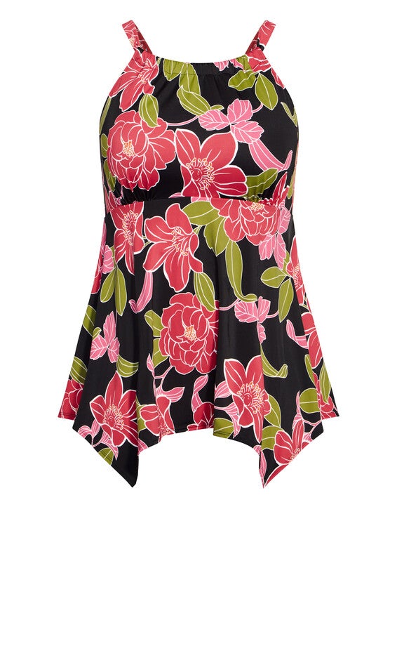 Print Hanky Tankini Top - black, , alternate image number 4