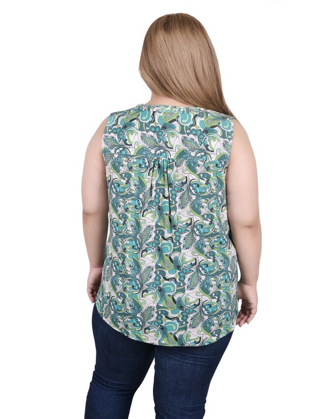 Sleeveless Pintucked Blouse, , alternate image number null