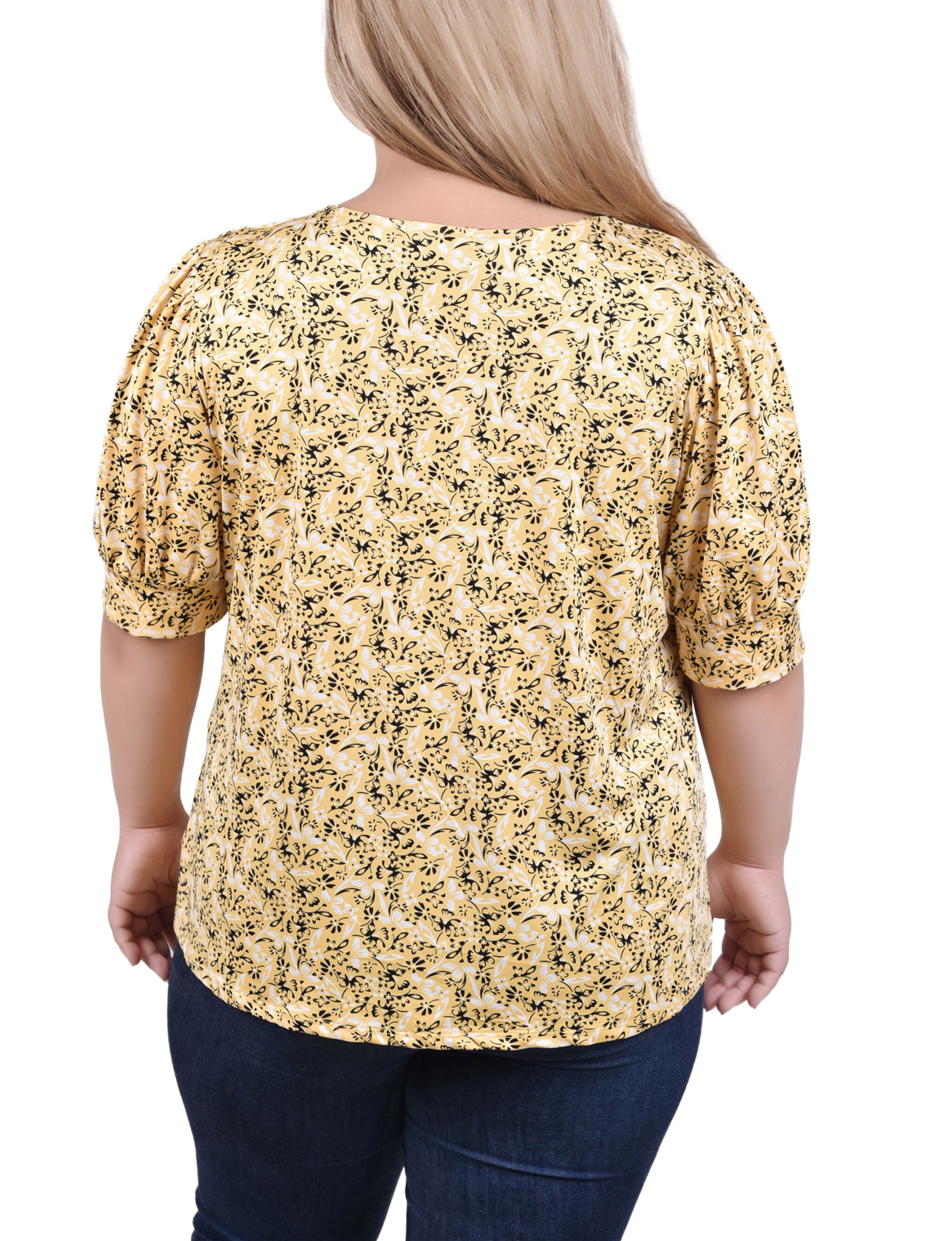 Short Sleeve Balloon Sleeve Top, , alternate image number 4