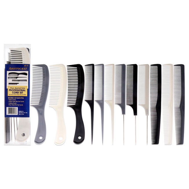 Assorted Color Professional Comb Set by Aristocrat for Unisex - 12 Pc Comb, See Description, hi-res image number 0