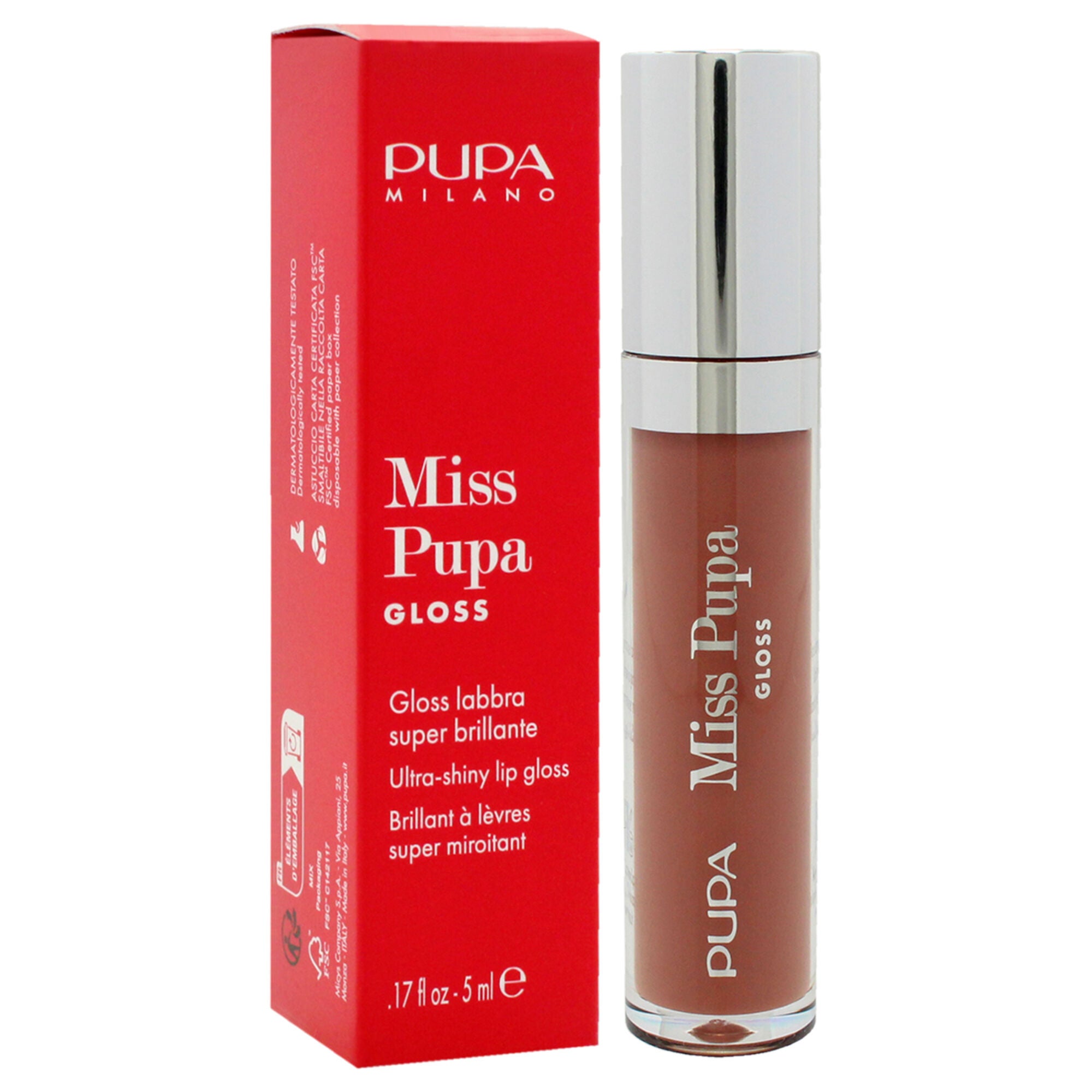 Miss Pupa Gloss Ultra-Shine Lip Gloss - 404 Warm Nude by Pupa Milano for Women - 0.17 oz Lip Gloss, See Description, alternate image number 1