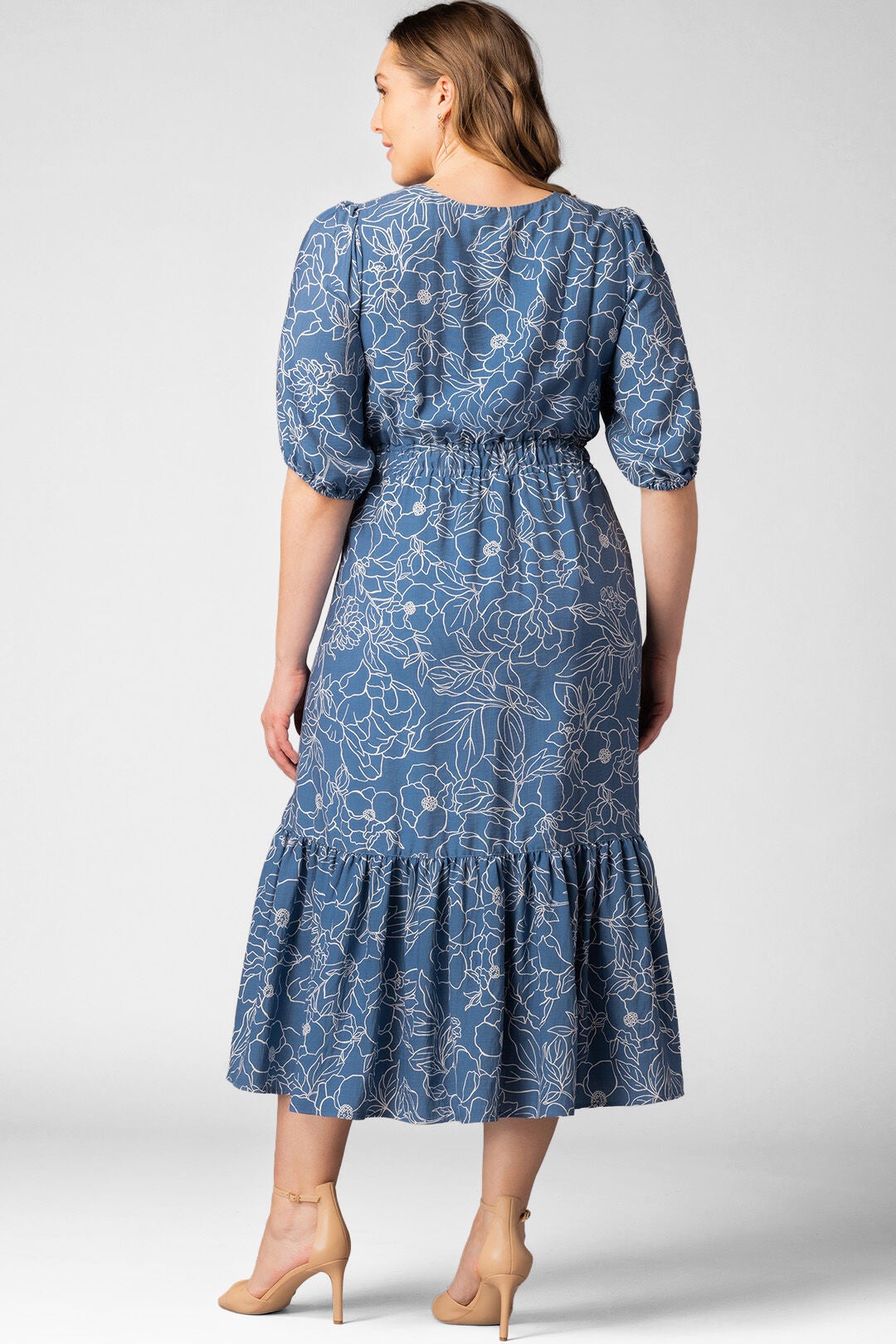 Bailey Square Neck Midi Dress, Blue Floral Print / Light Blue, alternate image number 1