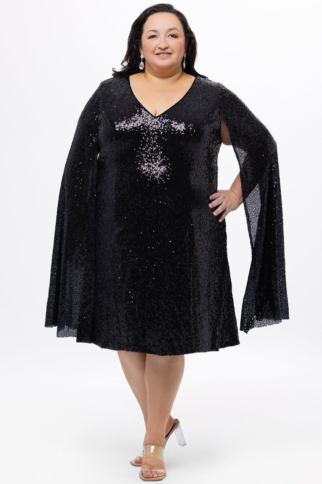 AFTER HOURS SEQUIN PARTY DRESS, Onyx / Black, alternate image number 3