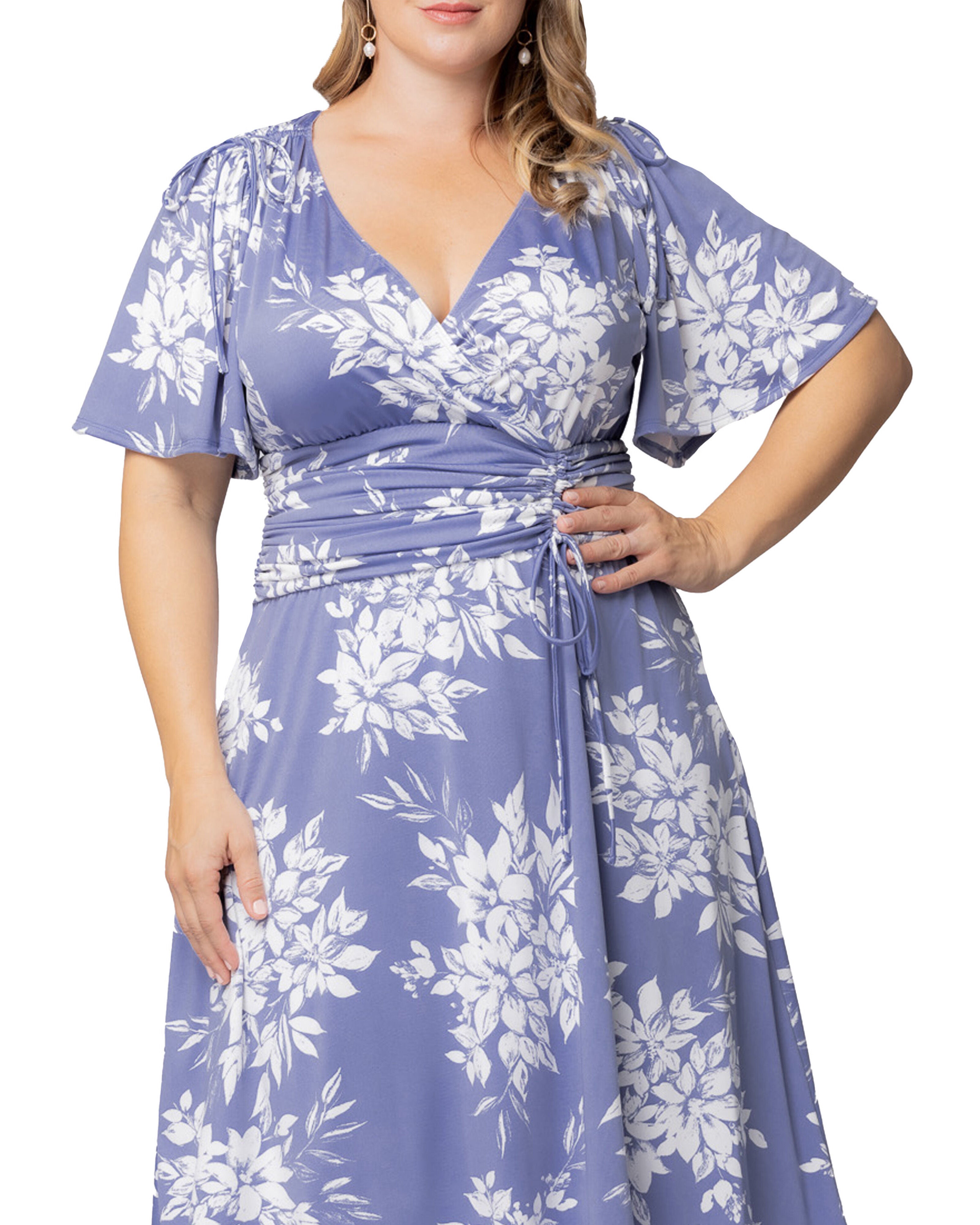 Jemma Ruched Tie Dress, MISTY LAVENDER FLORALS / Periwinkle, alternate image number 2
