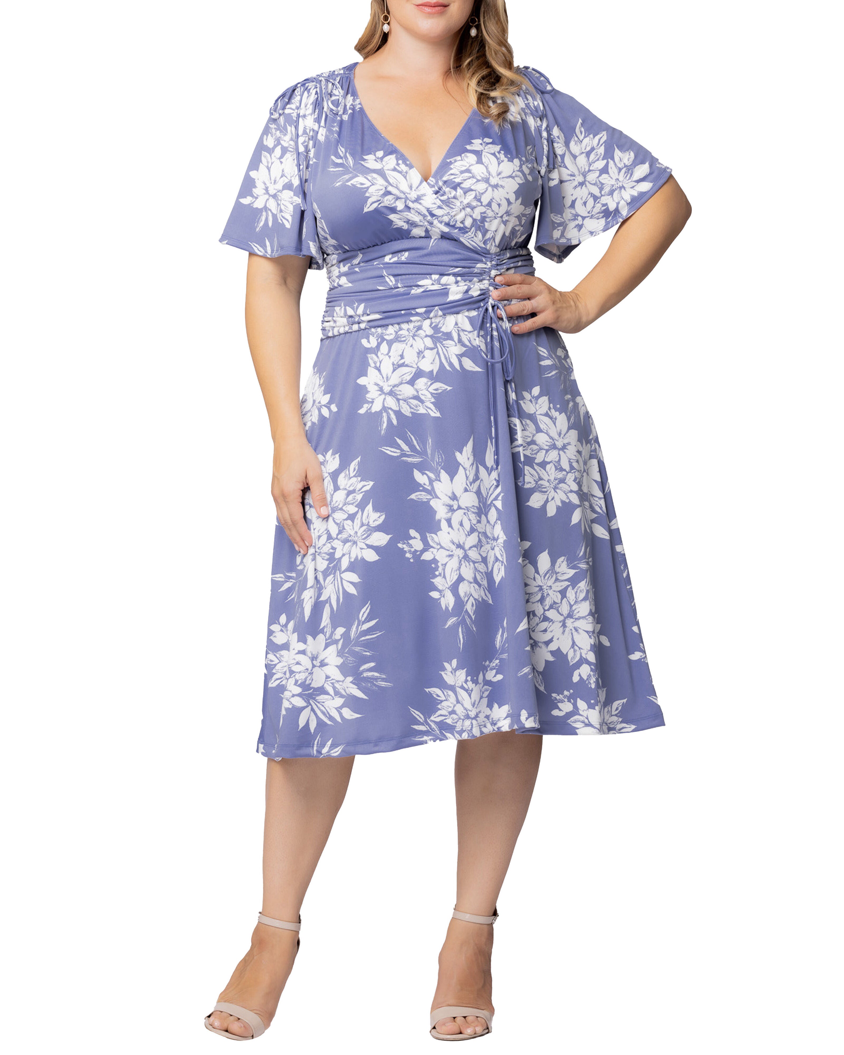 Jemma Ruched Tie Dress, MISTY LAVENDER FLORALS / Periwinkle, hi-res image number 0