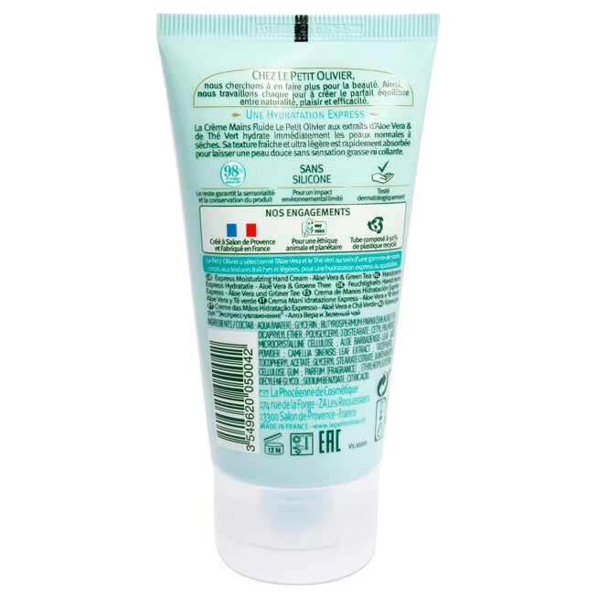 Express Moisturizing Hand Cream - Aloe Vera and Green Tea by Le Petit Olivier for Women - 2.5 oz Cream, , alternate image number 3