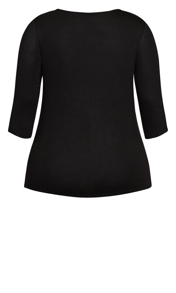 Pleated Floral 3/4 Sleeve Top - blue floral, , alternate image number 5