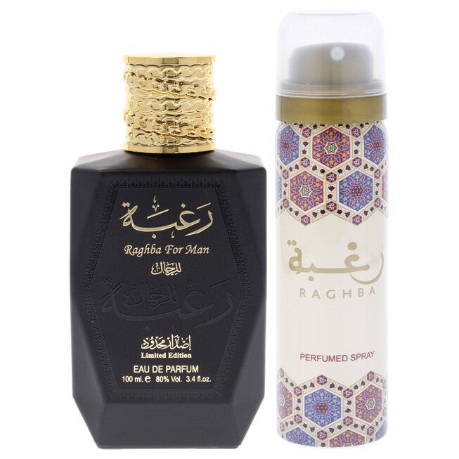 Raghba by Lattafa for Men - 2 Pc Gift Set 3.4oz EDP Spray, 1.7oz Perfumed Spray, See Description, alternate image number 1