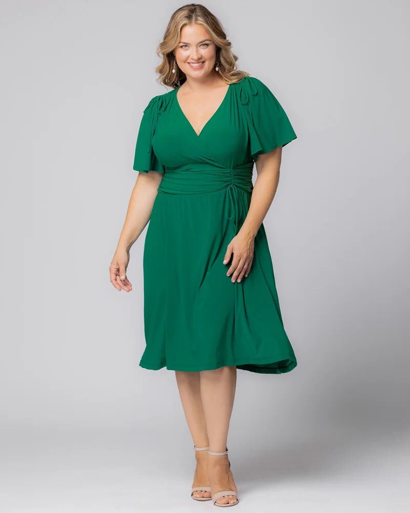 Jemma Ruched Tie Dress, Clover Green, alternate image number 2