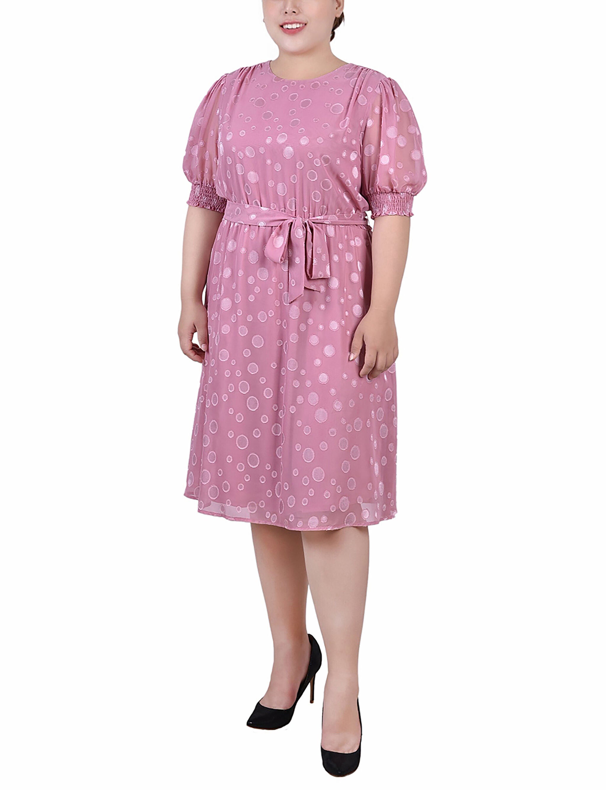 Elbow Sleeve Swiss Dot Dress, Lilas, hi-res image number 0