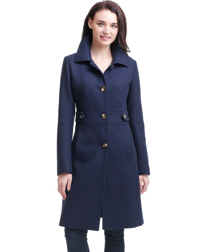 BGSD Women Heather Wool Blend Walking Coat, Navy / blue, hi-res image number 0