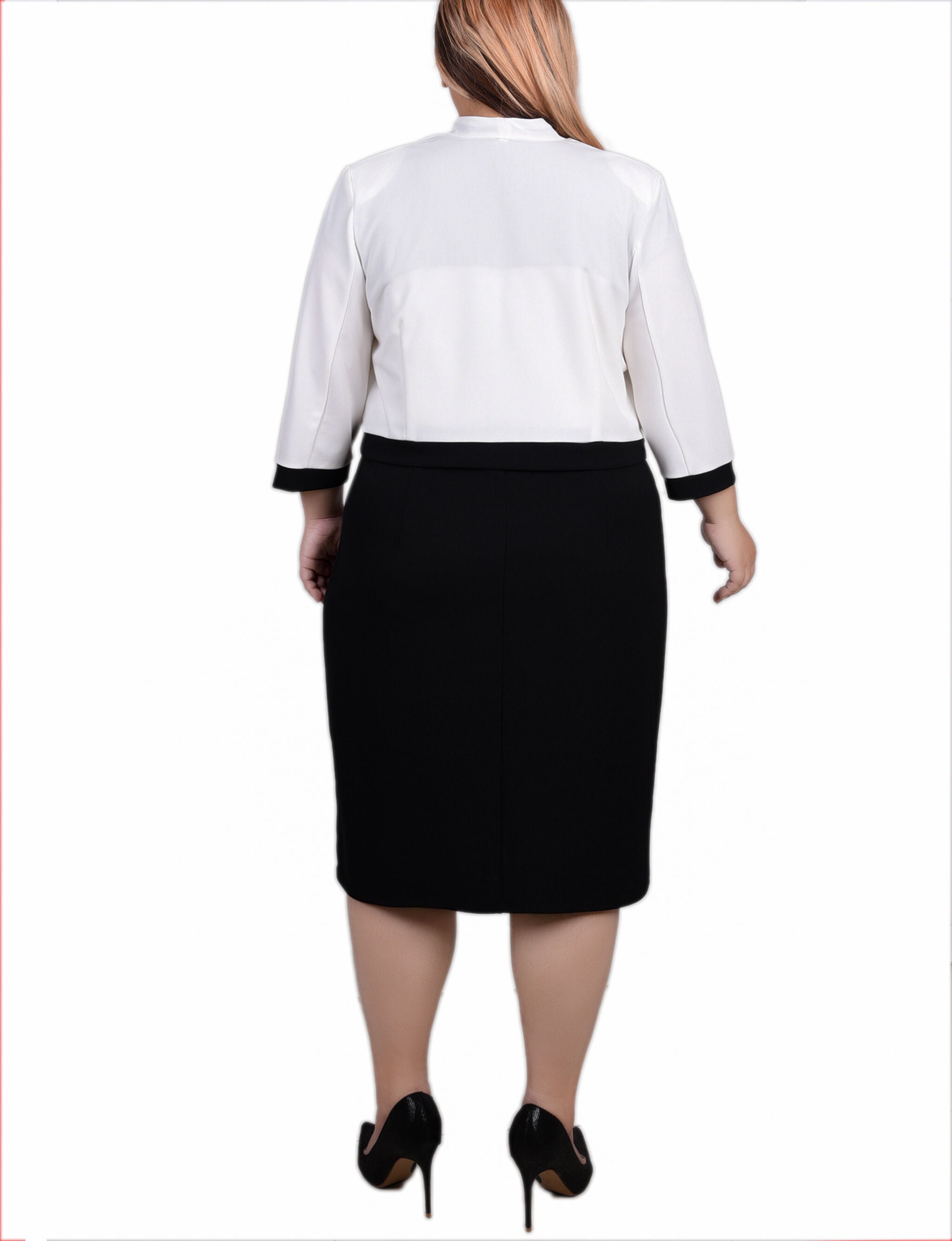 3/4 Sleeve 2 Piece Colorblocked Dress Set, , alternate image number 3