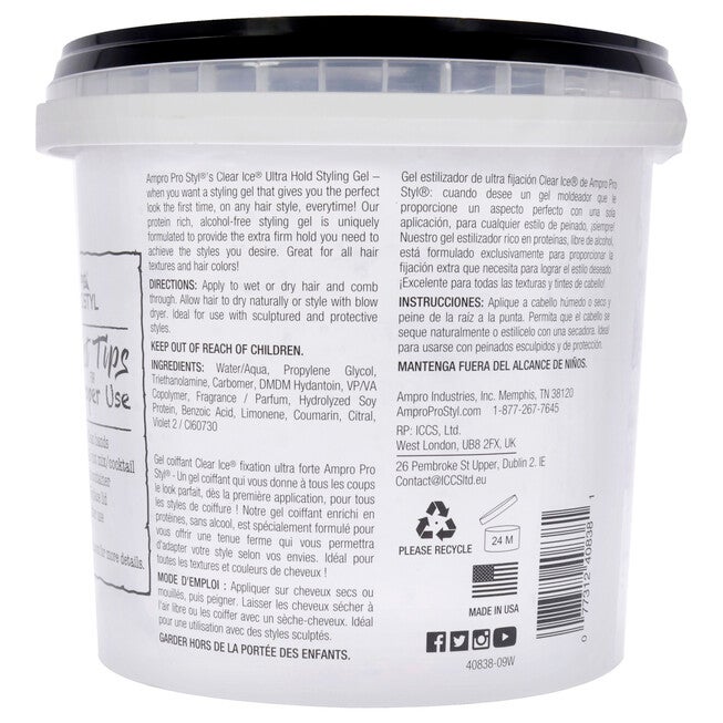 Pro Styl Clear Ice Gel - Ultra Hold by Ampro for Women - 80 oz Gel, , alternate image number 3