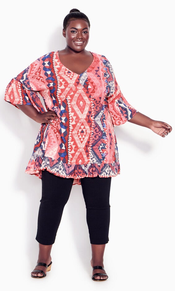 Harper Print Tunic - coral, , alternate image number 1