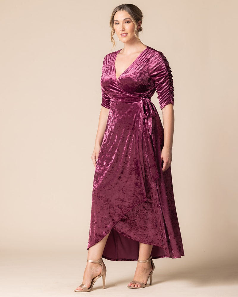 Cara Velvet Wrap Dress, Sugar Plum, alternate image number 1