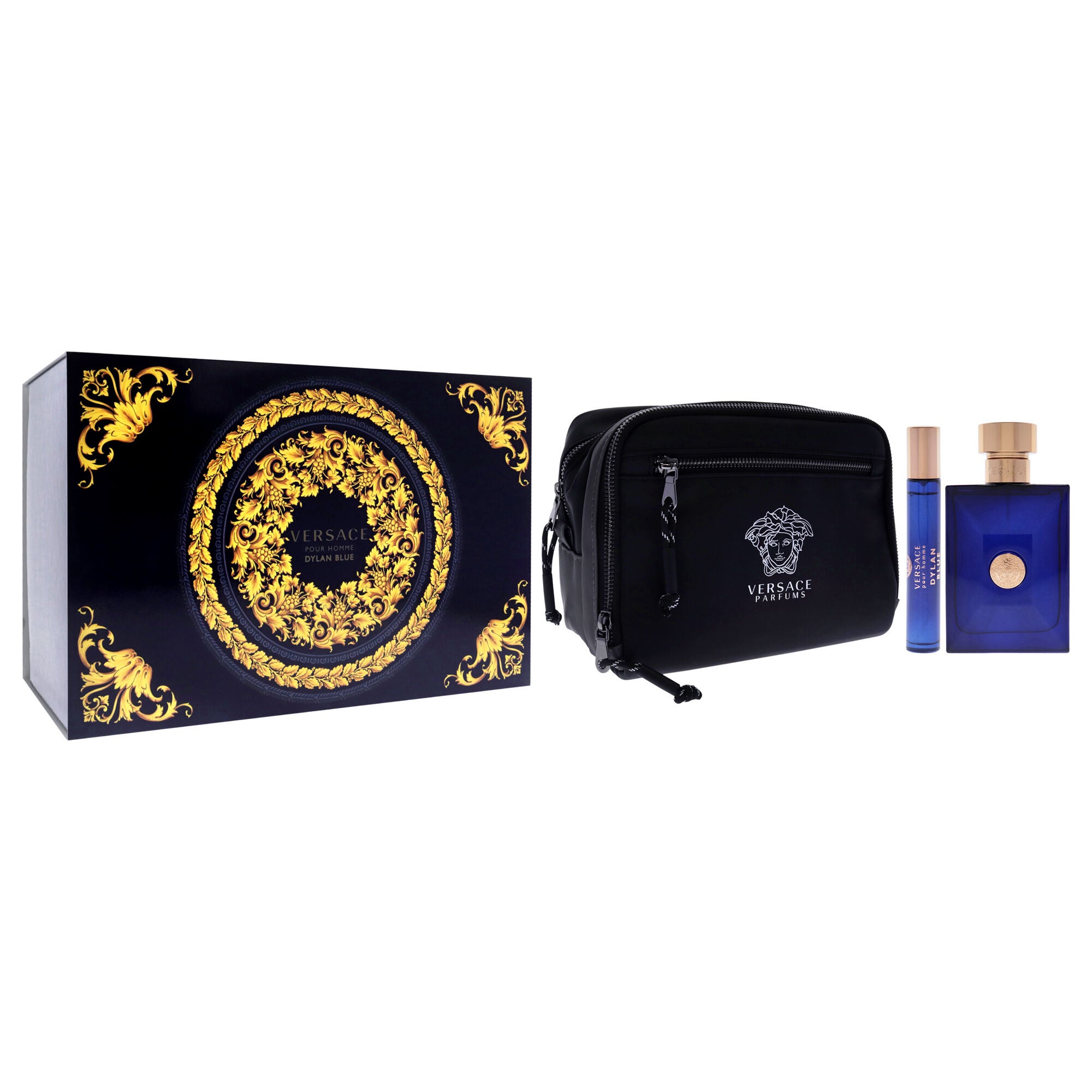 Dylan Blue by Versace for Men - 3 Pc Gift Set 3.4oz EDT Spray, 10ml EDT Spray, Blue Pouch, See Description, alternate image number 1