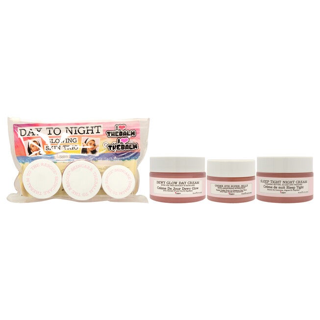 Day To Night Glowing Skin Trio by the Balm for Women - 3 Pc 1oz Dewy Glow Day Cream, 0.5oz Under Eye Super Jelly, 1oz Sleep Tight Night Cream, See Description, hi-res image number 0