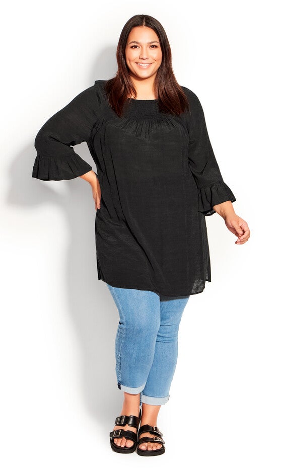 Flutter 3/4 Sleeve Top - black, , alternate image number 4