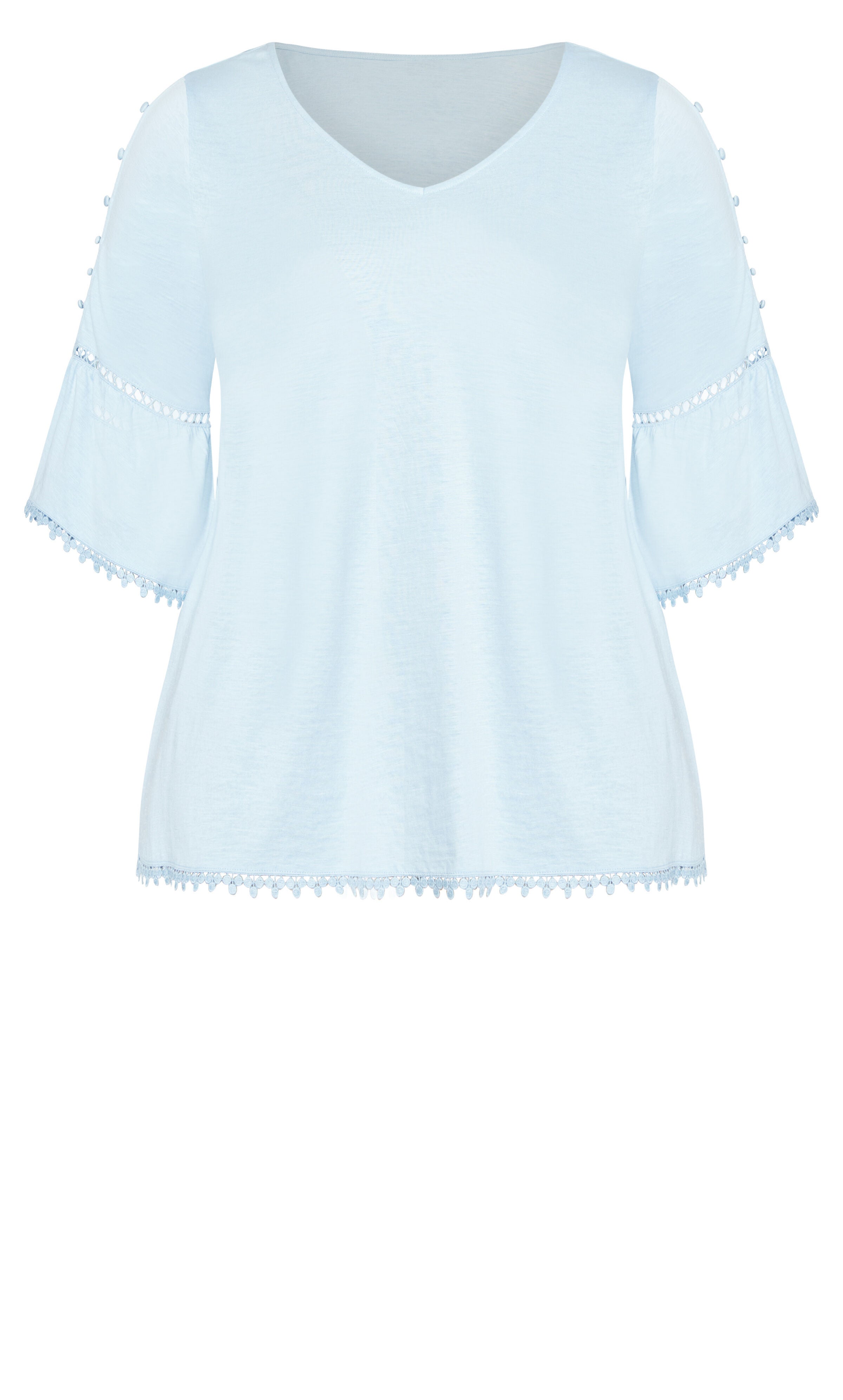 Crochet Split Sleeve Top - chambray blue, , alternate image number 3