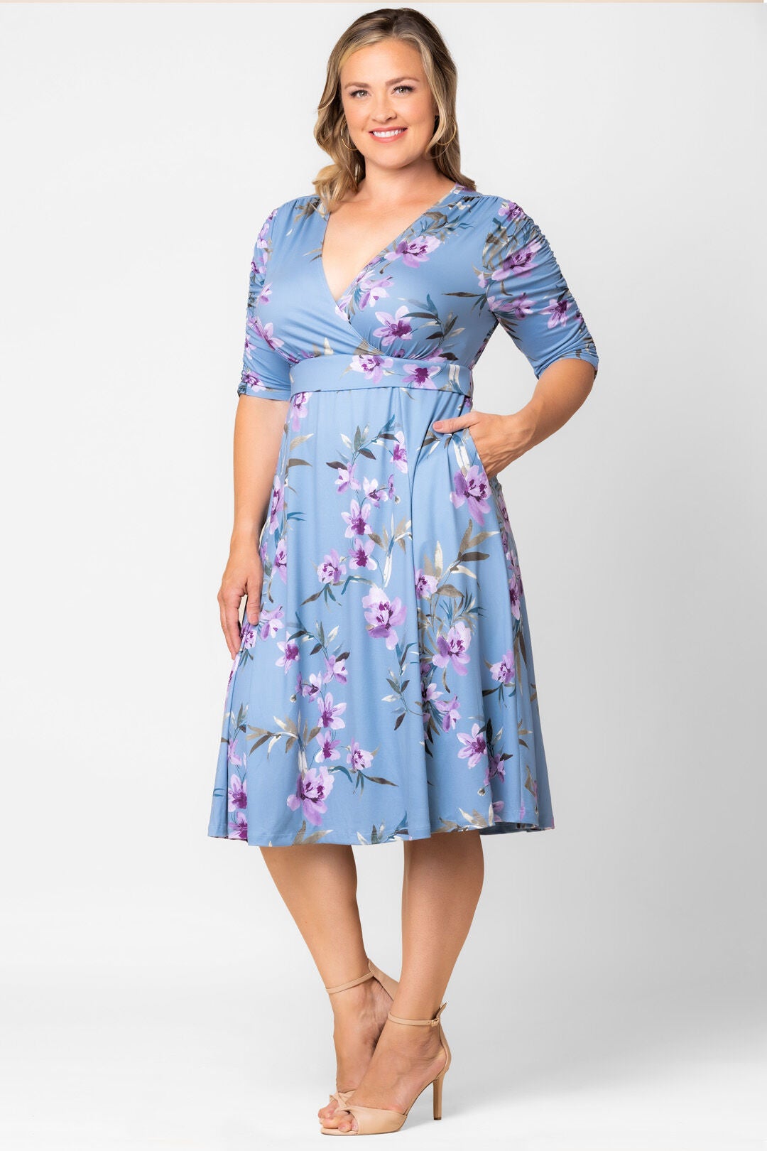 Gabriella Dress, Dreamy Blue Florals / Light Blue, alternate image number 3