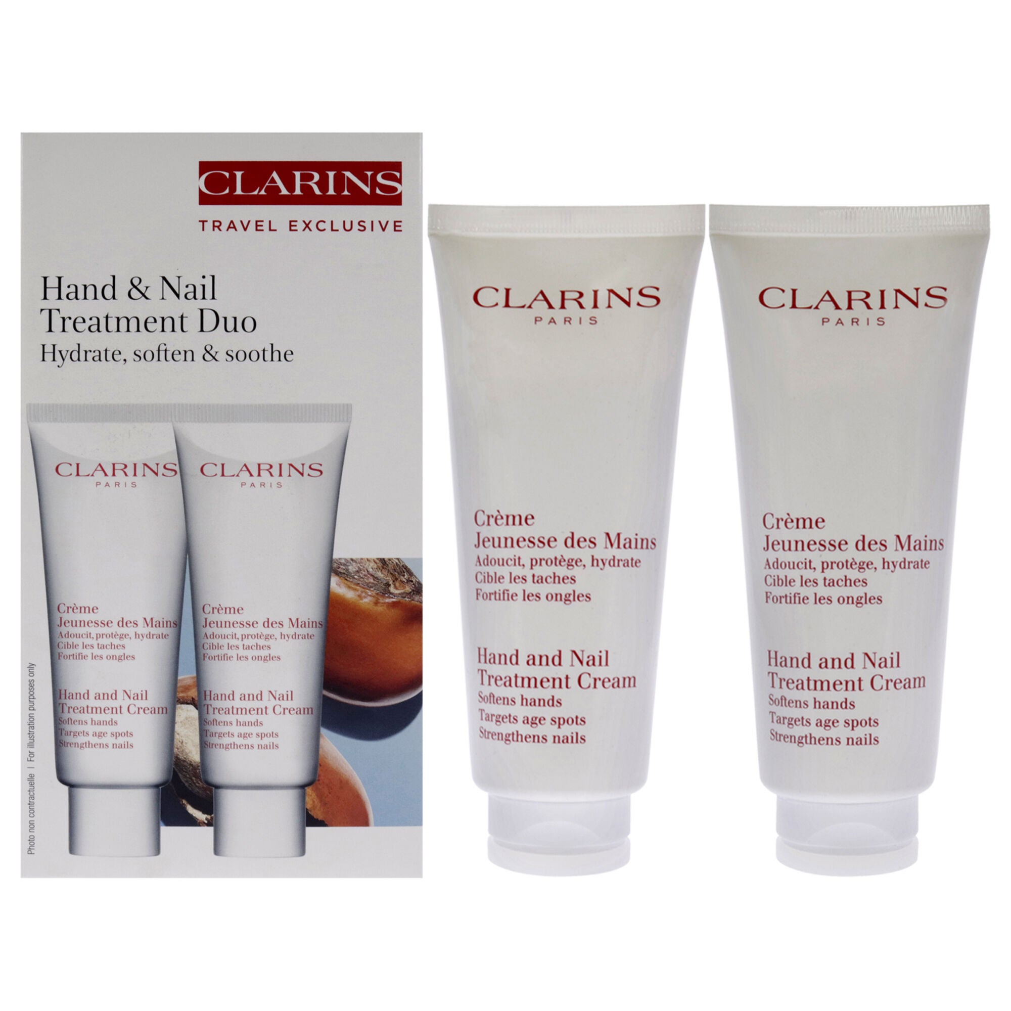 Hand and Nail Treatment Cream Duo by Clarins for Unisex - 2 x 3.4 oz Cream, See Description, hi-res image number 0