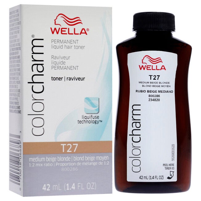 Color Charm Permanent Liquid Toner - T27 Medium Beige Blonde by Wella for Women - 1.4 oz Toner, See Description, alternate image number 1