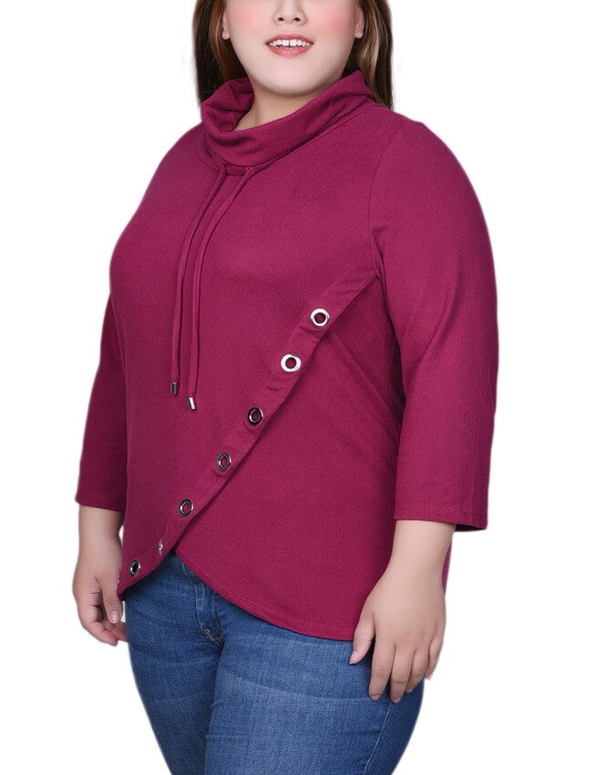 3/4 Slv Top With Grommet Hem, , alternate image number 4