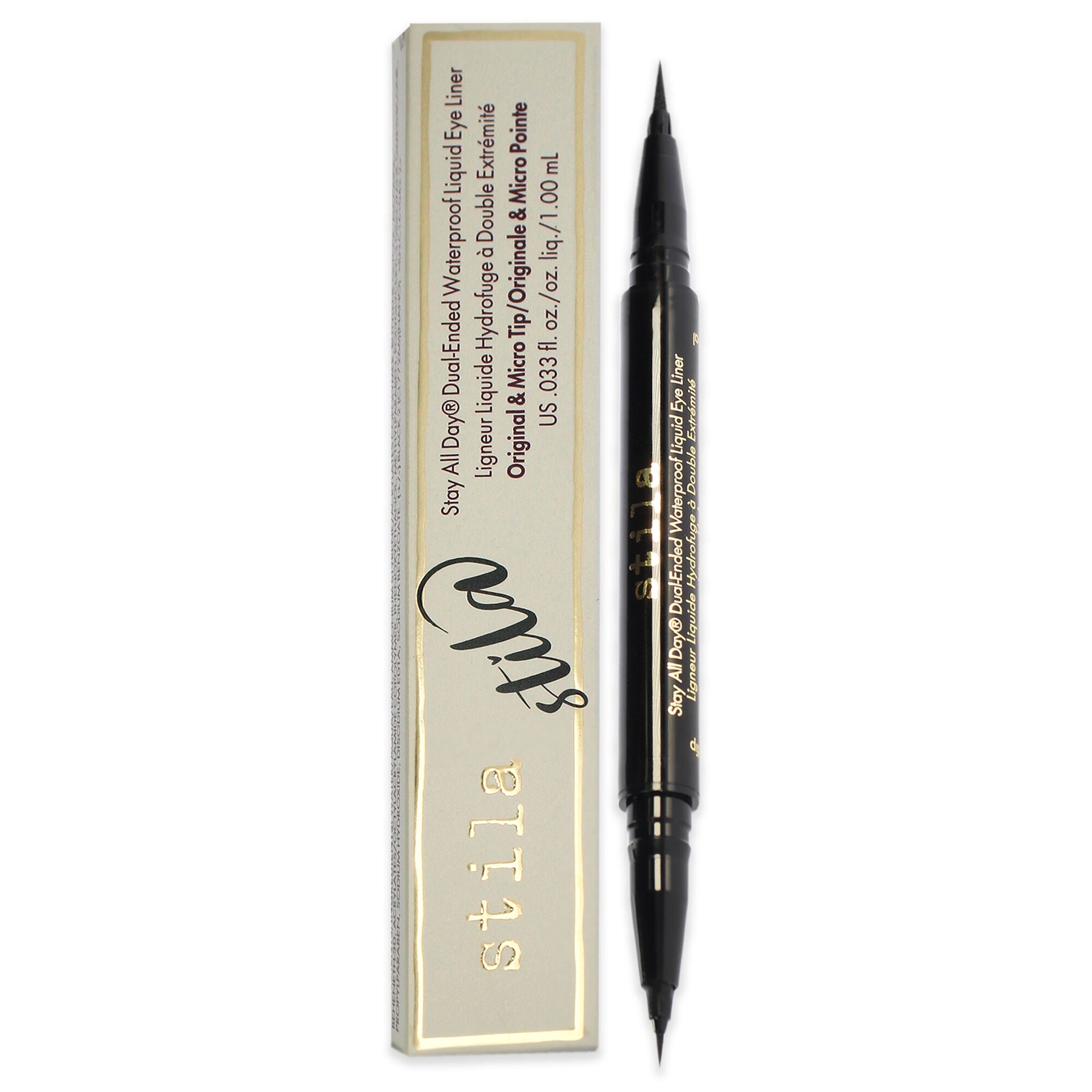 Stay All Day Dual-Ended Waterproof Liquid Eye Liner - Intense Black by Stila for Women - 0.033 oz Eyeliner, See Description, hi-res image number 0