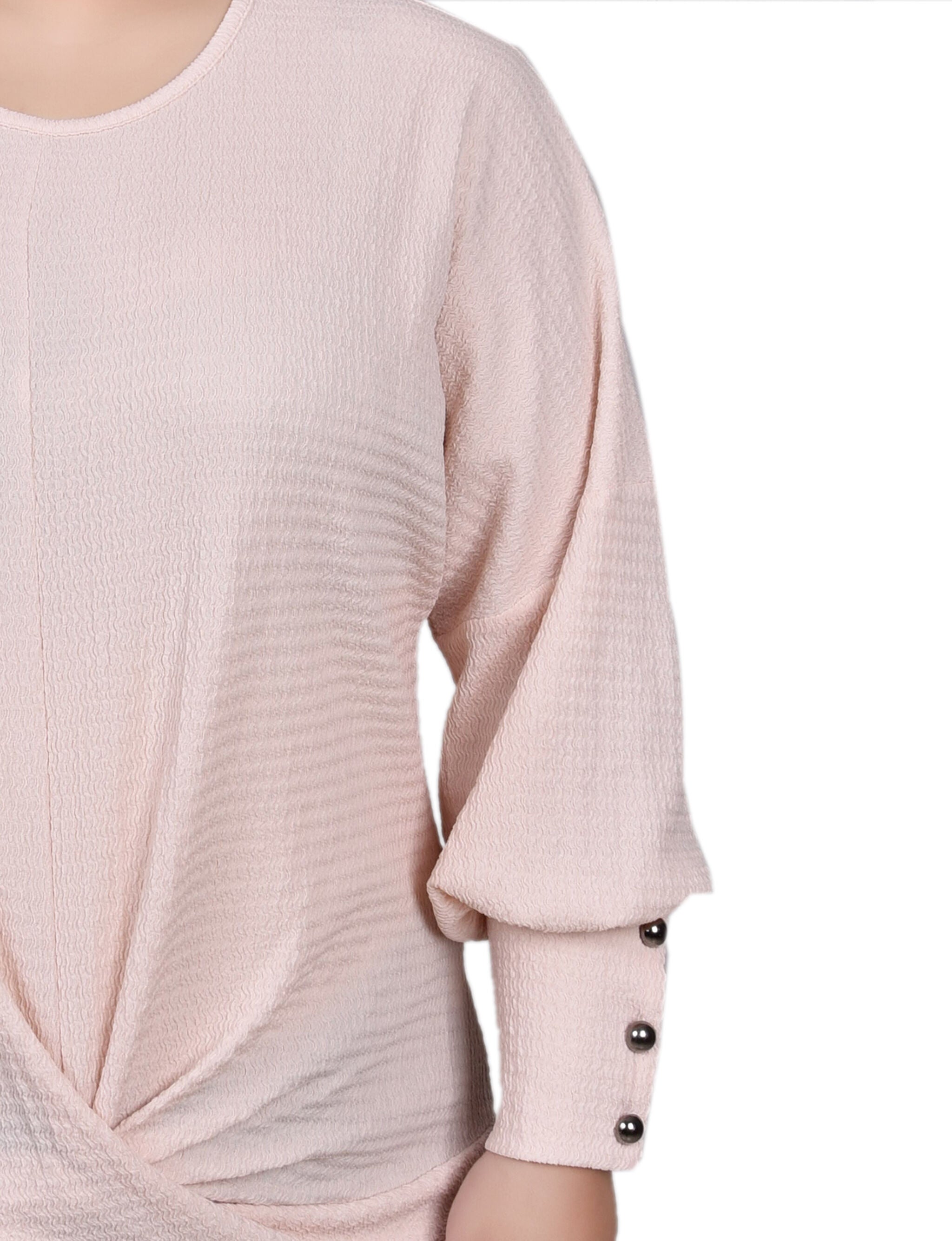 Long Sleeve Textured Knit Top, Shell Pink / pink, alternate image number 2