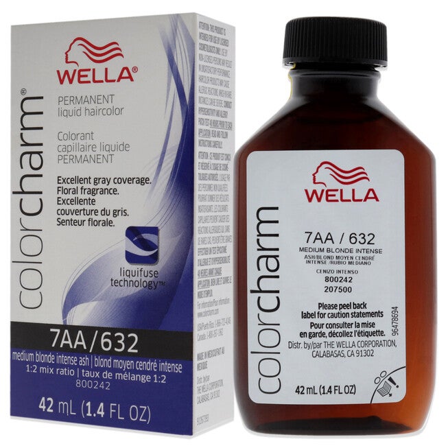 Color Charm Permanent Liquid Hair Color - 7AA 632 Medium Blonde Intense Ash by Wella for Unisex - 1.42 oz Hair Color, See Description, alternate image number 3