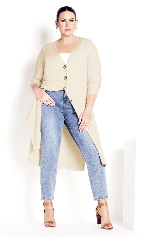 Button Knit Cardigan - cream, Beige, hi-res image number null